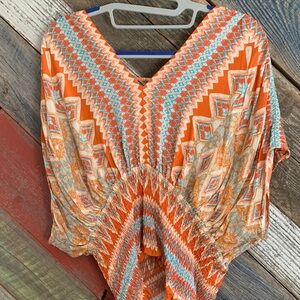 Rose & Olive Orange Geometric Blouse